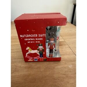 Nutcracker Suite Cocktail Glass Set of 4 – 10 oz Holiday Christmas Glassware New